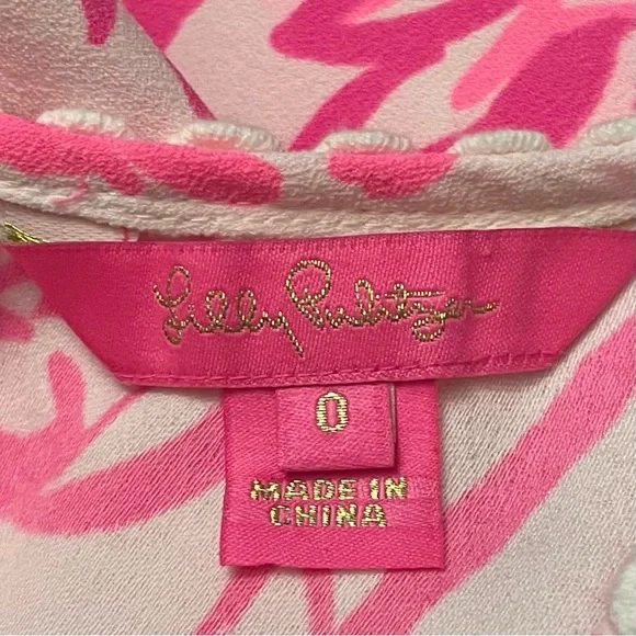 Lilly Pulitzer Sleeveless Shift Dress Size 0 Pink White Floral Lace Back Zipper - Picture 2 of 10